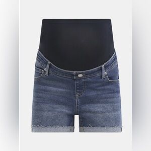 Women’s Maternity Denim Jean Shorts with Black Waistband! Size Medium.